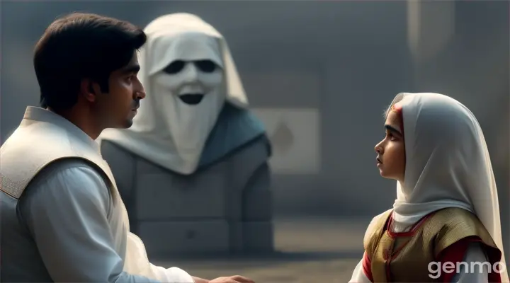 Include a conversation between Veer and the ghost, with the ghost revealing its tragic story.