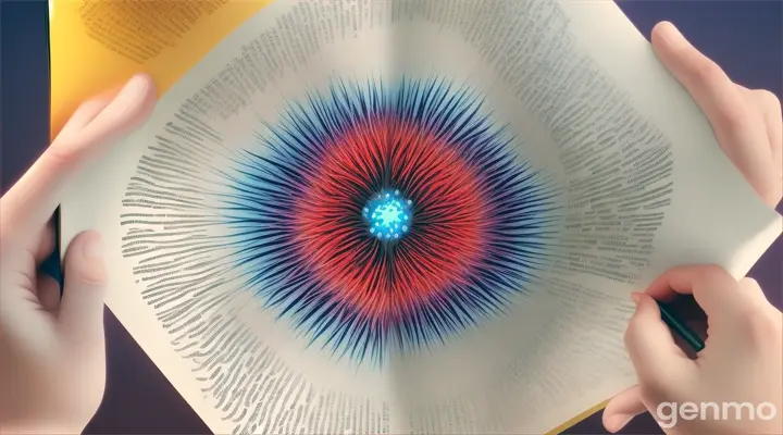 A student is browsing a science magazine with cartoonish pictures of bacteria. The character's back is to the camera and the magazine's pages are flipped, revealing the bacteria clearly.