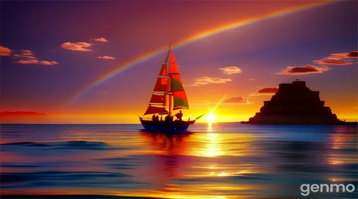As the sun dips below the horizon, the Red Sea shimmers with a mystical glow. Suddenly, the air crackles with divine energy as a magnificent sword, radiant and ethereal, descends from the heavens. Its blade glistens with celestial light, casting a luminous path across the water.