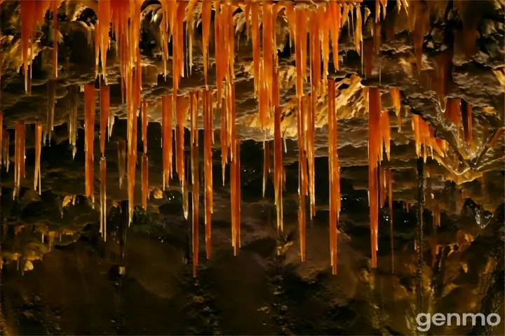 a cave filled with lots of stalate hanging from the ceiling