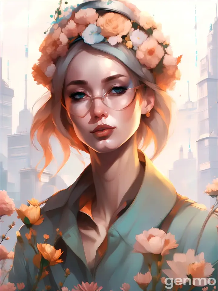 a painting of a woman with flowers in her hair