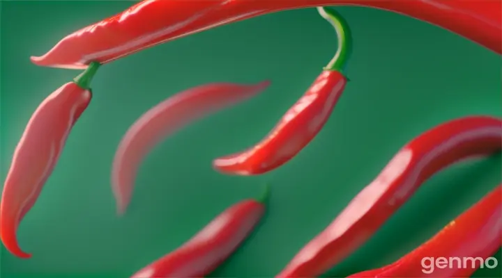 RED CHILLI FLOWING FROM UP GREEN SCREEN VIDEO 