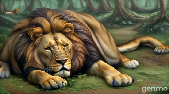 After a few days, the lion living in the forest fell ill. All the animals in the forest got scared. Everyone was shocked to hear the roar of the lion. No one was daring to go near him.