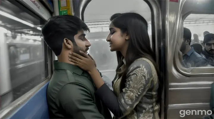 At a crowded Lahore train station, a young Pakistani couple shares a tearful goodbye. The girl watches from the train window as the boy runs alongside, their hands reaching out but never touching.
