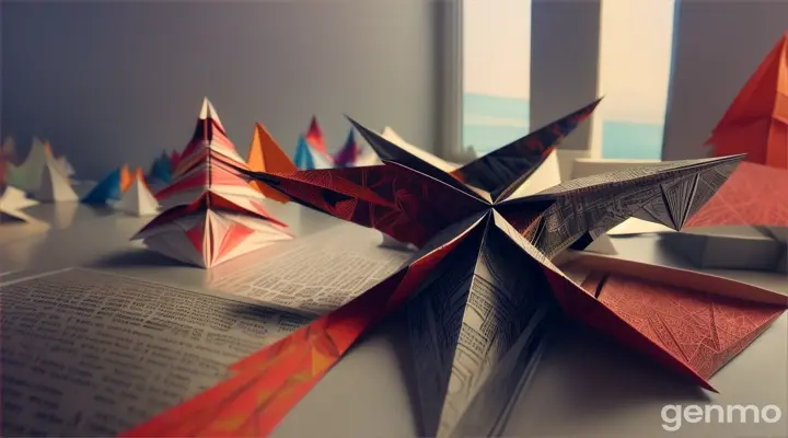 origami paper two planes hitting two tall paper buildings beside each other