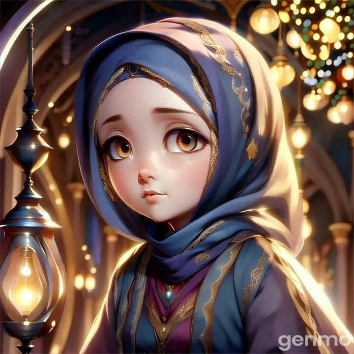 a woman in a blue hijab standing next to a lamp Disney inspired cloure full 