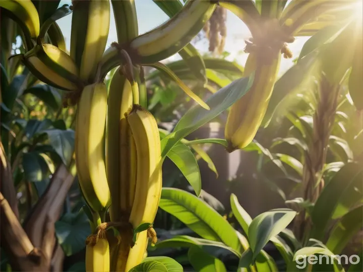 Looks like Real bananas bunchs fruits on banana plant 