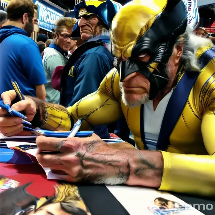 an old  wolverine signing autographs for fans