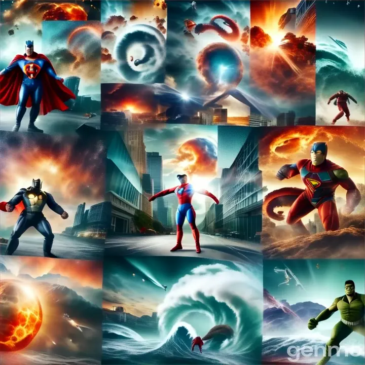 a collage of images of various superheros