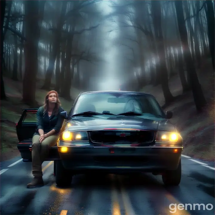 a woman sitting on the hood of a car