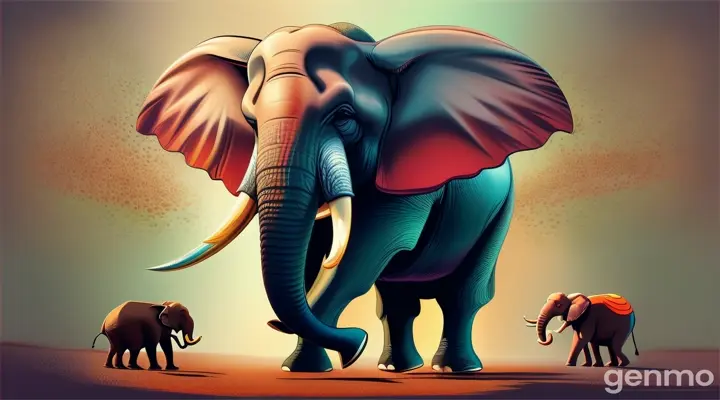 Cartoonic view of an insect biting an elephant