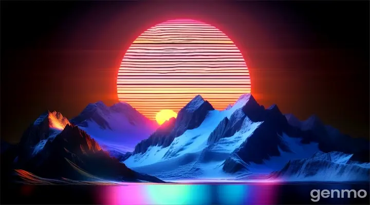 the sun is setting over a mountain range