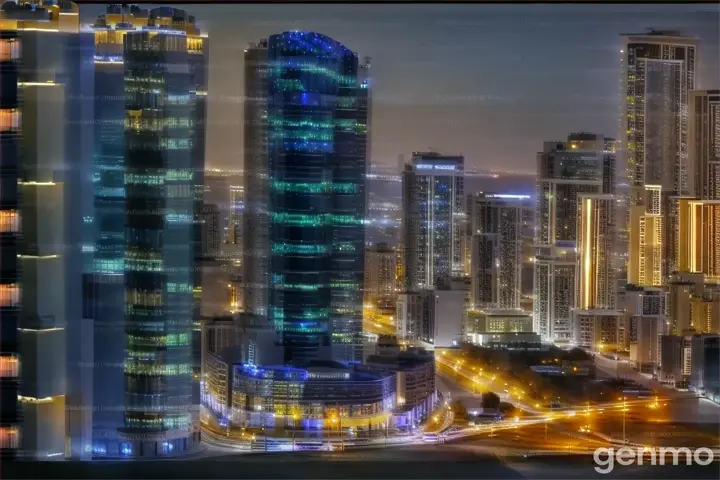 a city at night with a lot of tall buildings