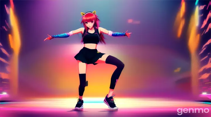 Dancing girl in hip hop style, anime, empty background, loop