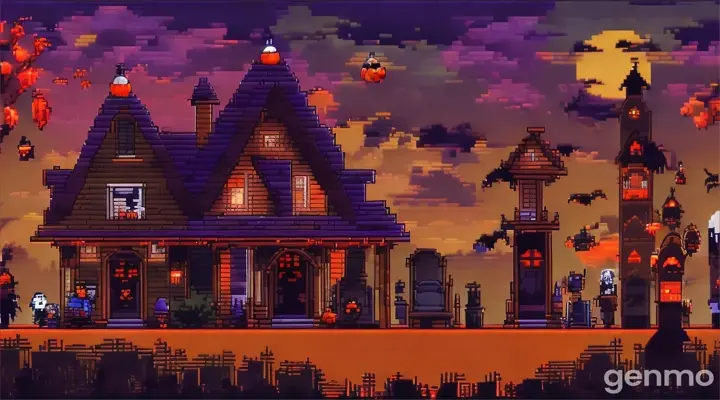 a halloween black cat 16-bit video game