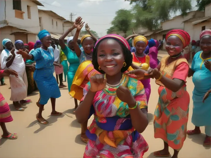 villagers celebrating the birth of a baby in nigeria