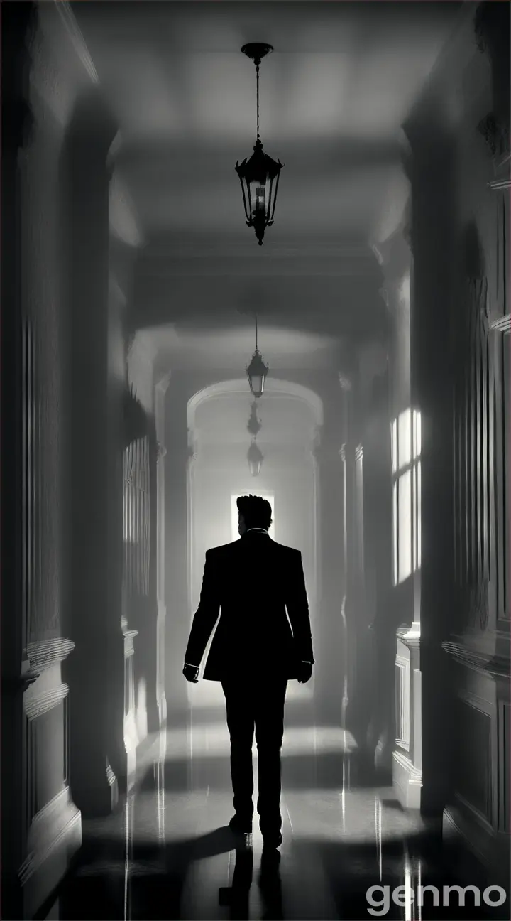 **Echoes of Ritesh’s Scream in the Mansion**: A haunting image of the mansion's empty hallways, with Ritesh’s scream echoing through the air. The walls seem to absorb the sound, making the atmosphere heavy and foreboding.