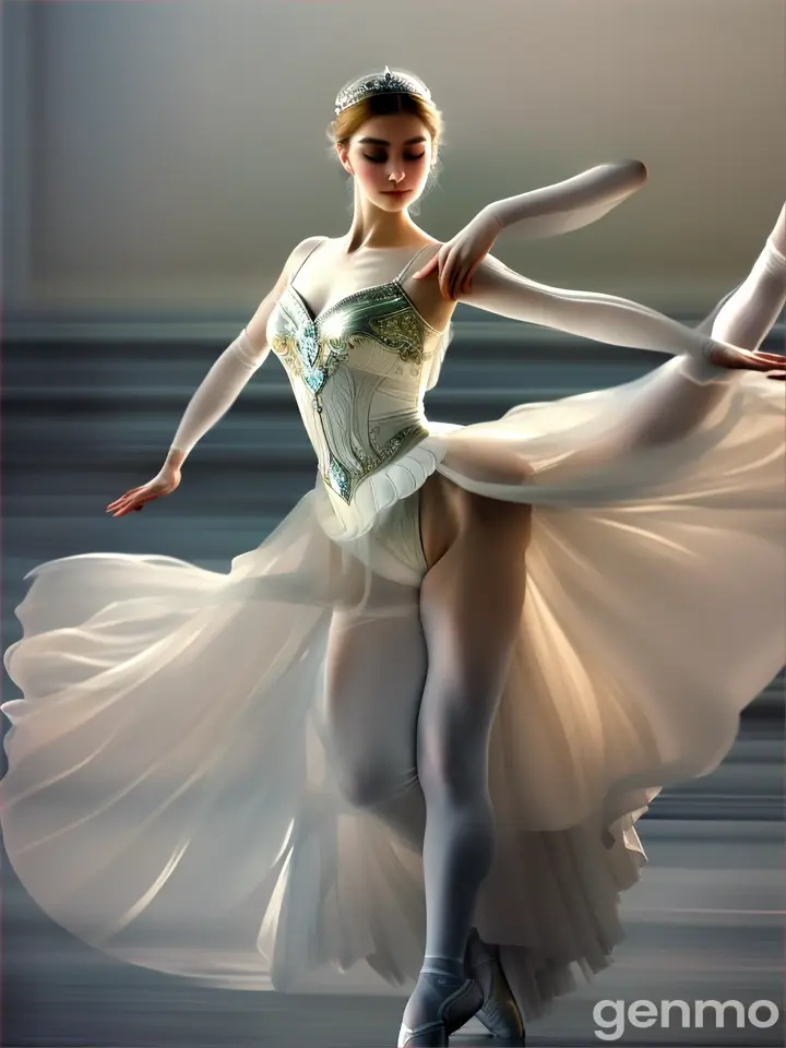 Elegant ballet dancer in motion, soft pastel sketch