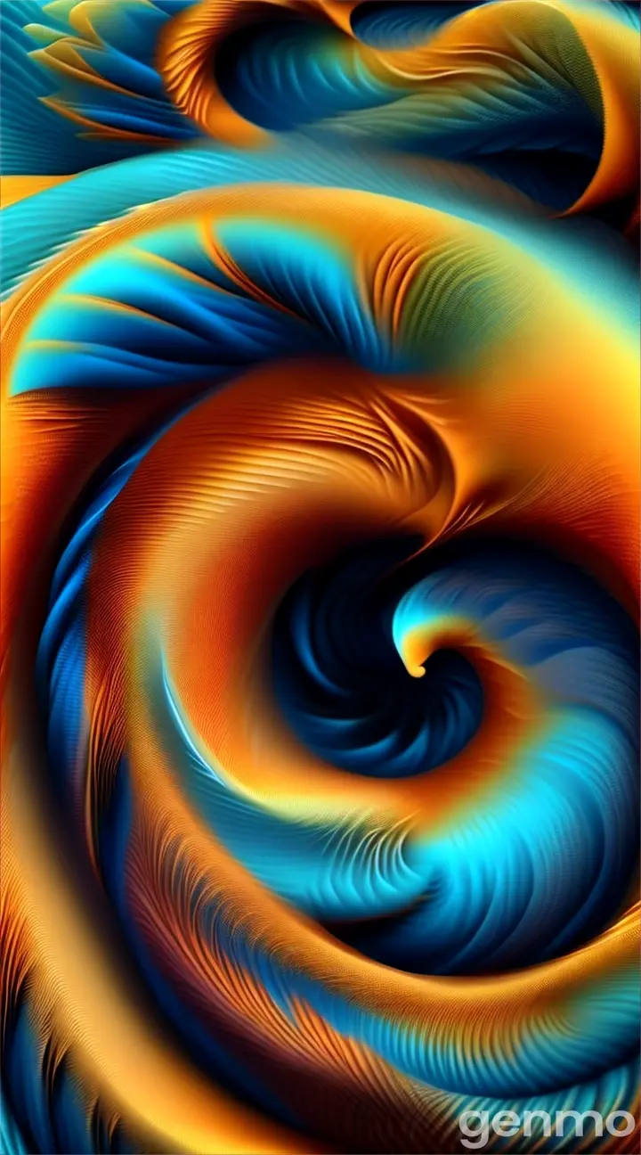 a computer generated image of an orange and blue swirl