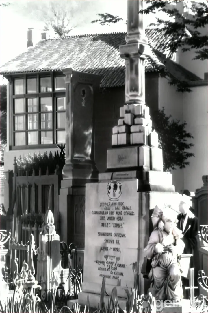 a black and white photo of a cemetery