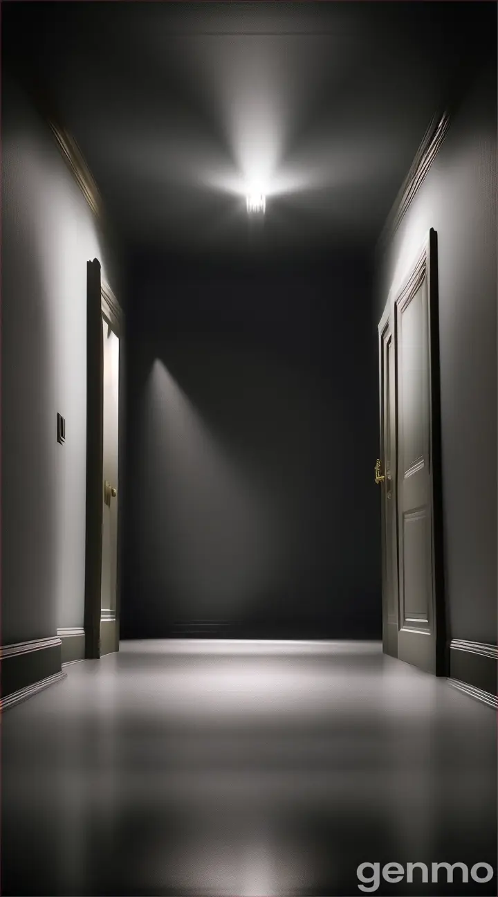 a dark room lit by a flashlight