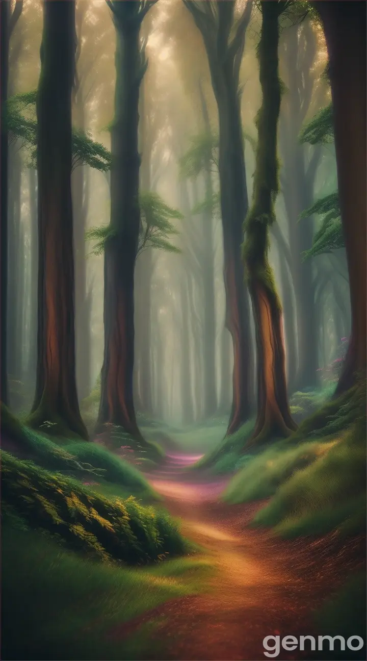 a high quality professional photo of a magical forest in a fantasy style, mystical, enchanting, vibrant colors, mysterious atmosphere, fairytale, whimsical, surreal, dreamlike, lush vegetation, fantasy landscape, ethereal lighting, cinematic, high detail, fantasy art, 4k