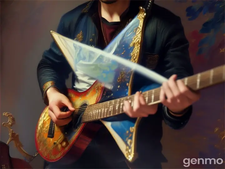 a painting of a man holding a guitar