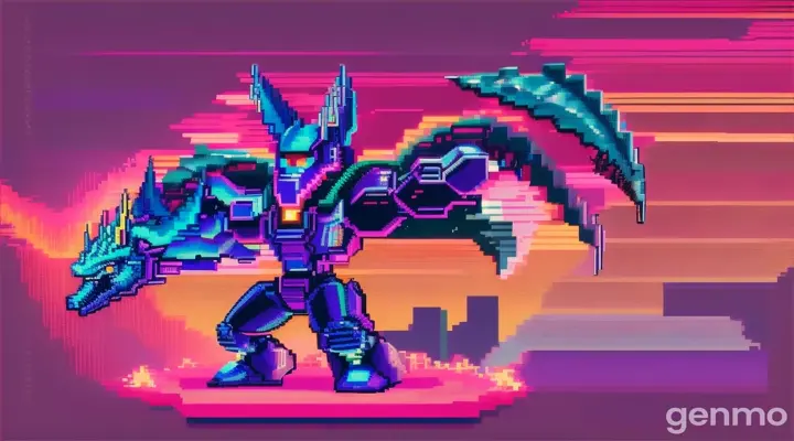 video 8bit hipnotizante de dragão 16:9