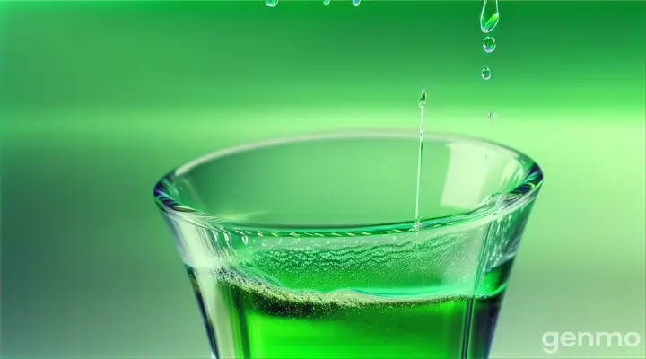 pouring out water from a glass against greenscreen background