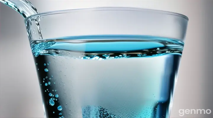 a glass full of cold blue water is poured out