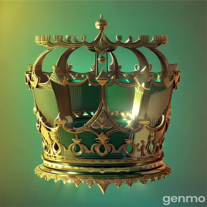 a crown floats against a greenscreen background