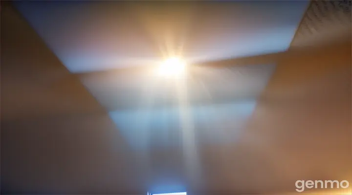 holes appear in a ceiling and the blue skies appear