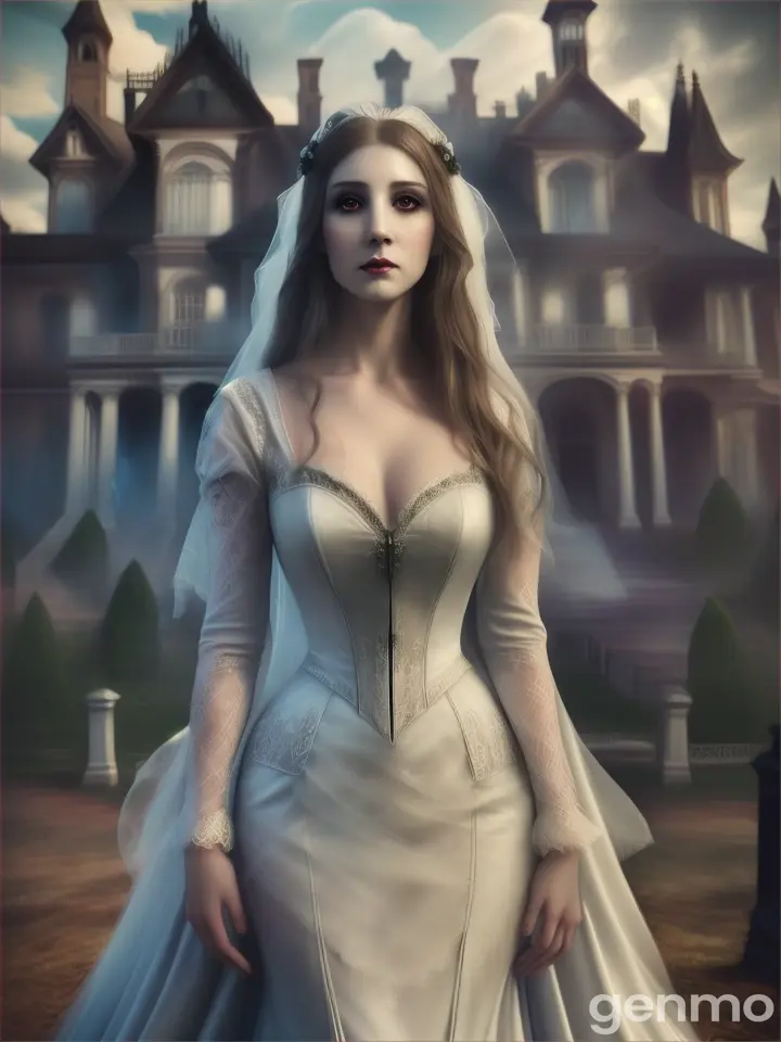 Ghostly Woman in Burnt Wedding Dress