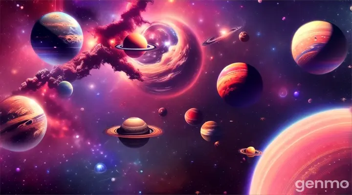 a space scene with planets and stars