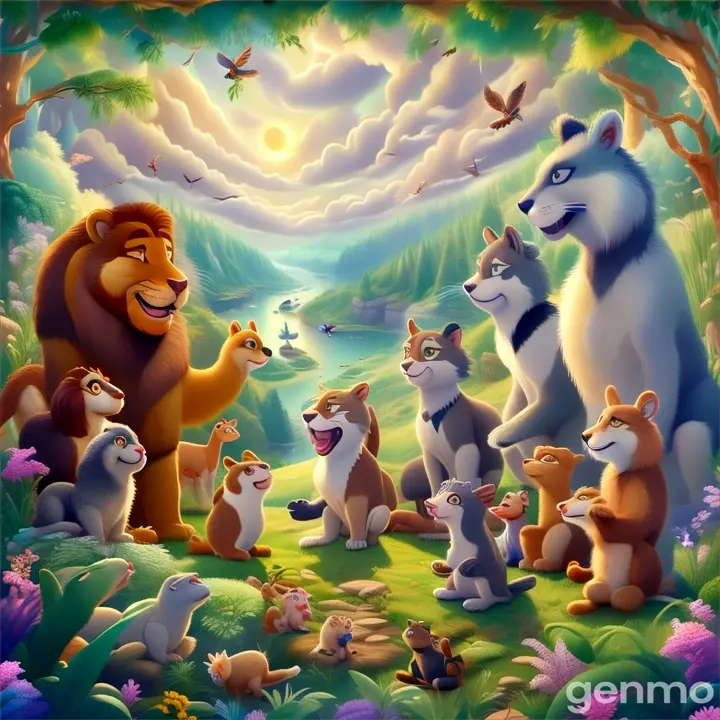a group of animals that are standing in the grass