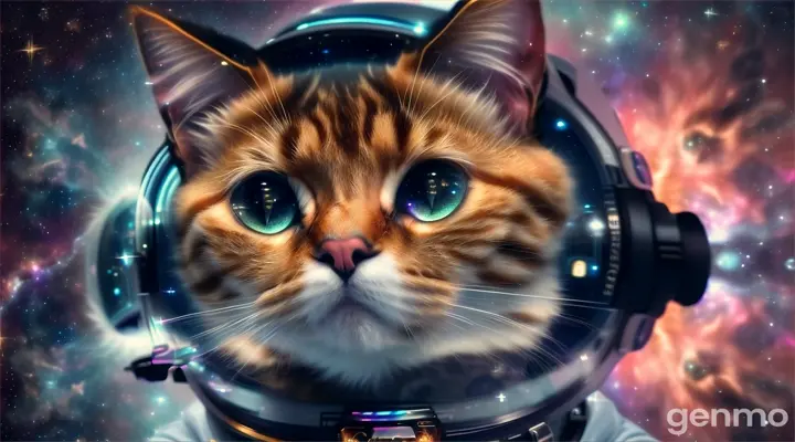 Cat floating through space 