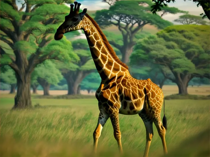 Giraffe on the grass