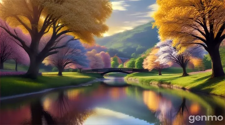 [Visuals: The village, now more beautiful than ever, with trees blooming and the river flowing calmly.]


