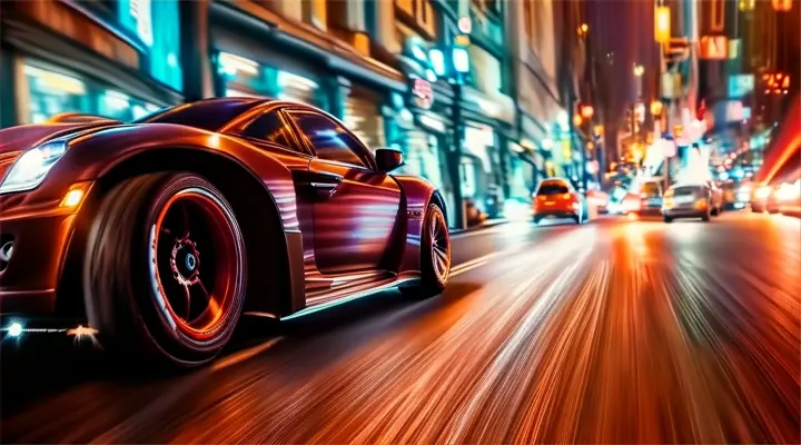 tire, land vehicle, wheel, car, vehicle, automotive lighting, automotive design, orange, automotive tire, building, anime, Seed: 2883254704