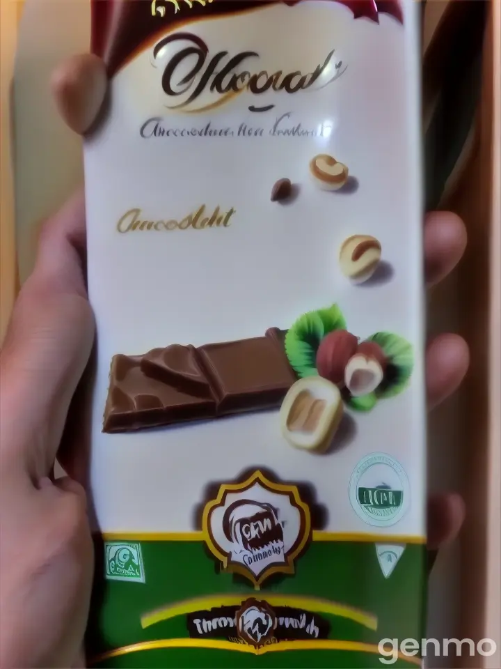 a person holding up a chocolate bar with nuts