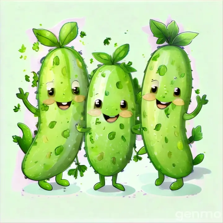 a group of three peas standing next to each other