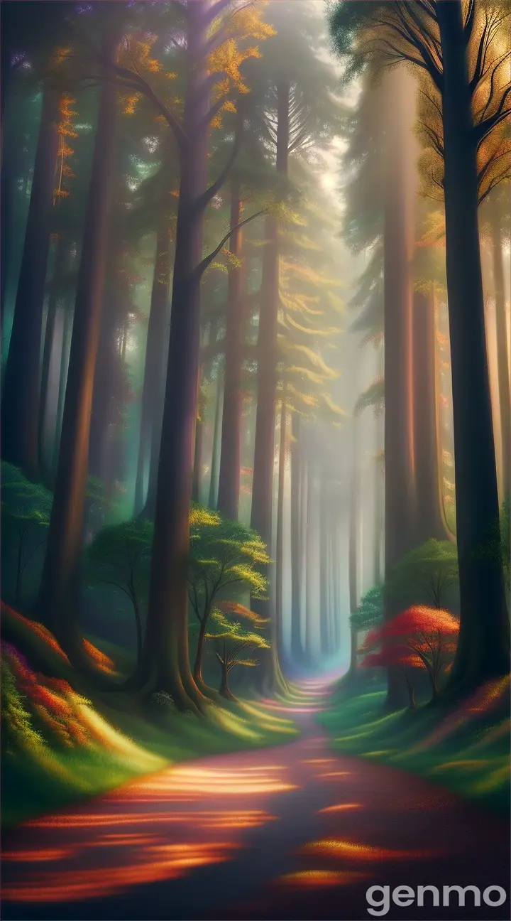 a high-quality artistic rendering of a mystical (райский лес), magical, enchanted, fantasy, vibrant colors, dream-like, ethereal, glowing, surreal, lush foliage, whimsical, fairy tale, nature, forest, digital painting, fantasy landscape, detailed, picturesque, 4k