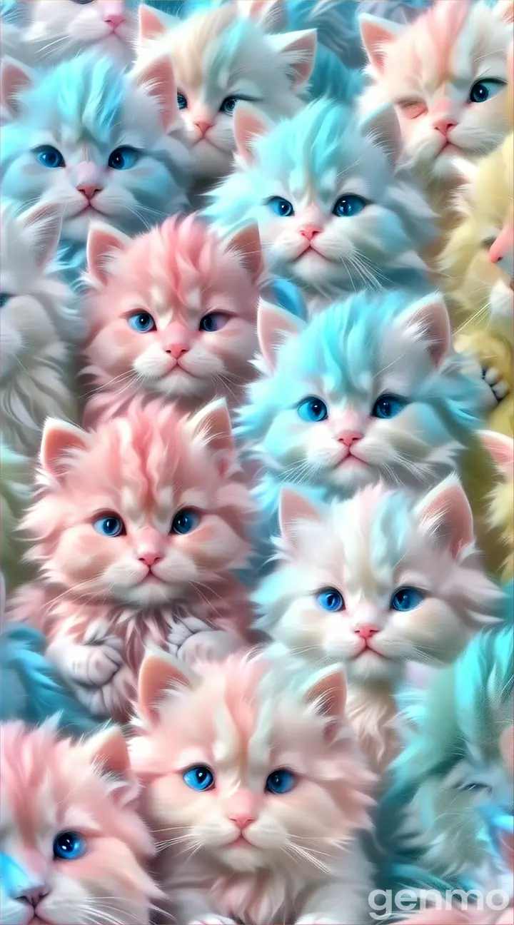 a bunch of kittens that are all different colors