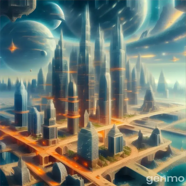 a futuristic city with a lot of tall buildings