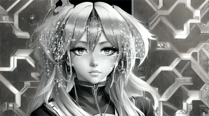 face young anime monochrome style characters :edm: pop:hip-hop:, Gyamy, appears in  candy-themed room, eyes sparkling, ready to start the game.”