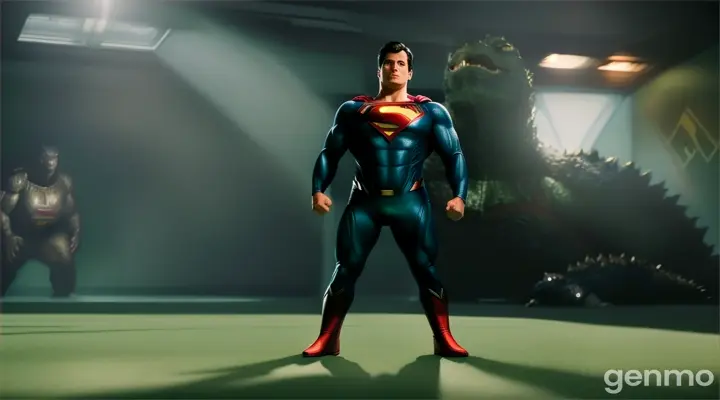 Superman is suprised that Godzilla is pregnant