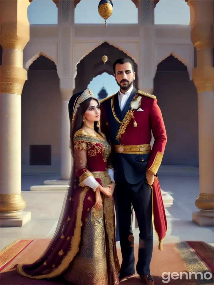 a handsome morrocan sultan with his beautiful wife