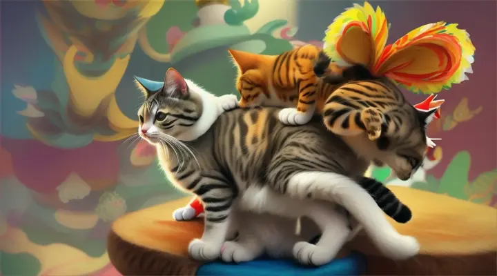 cat sits on the dog sits on the chiken