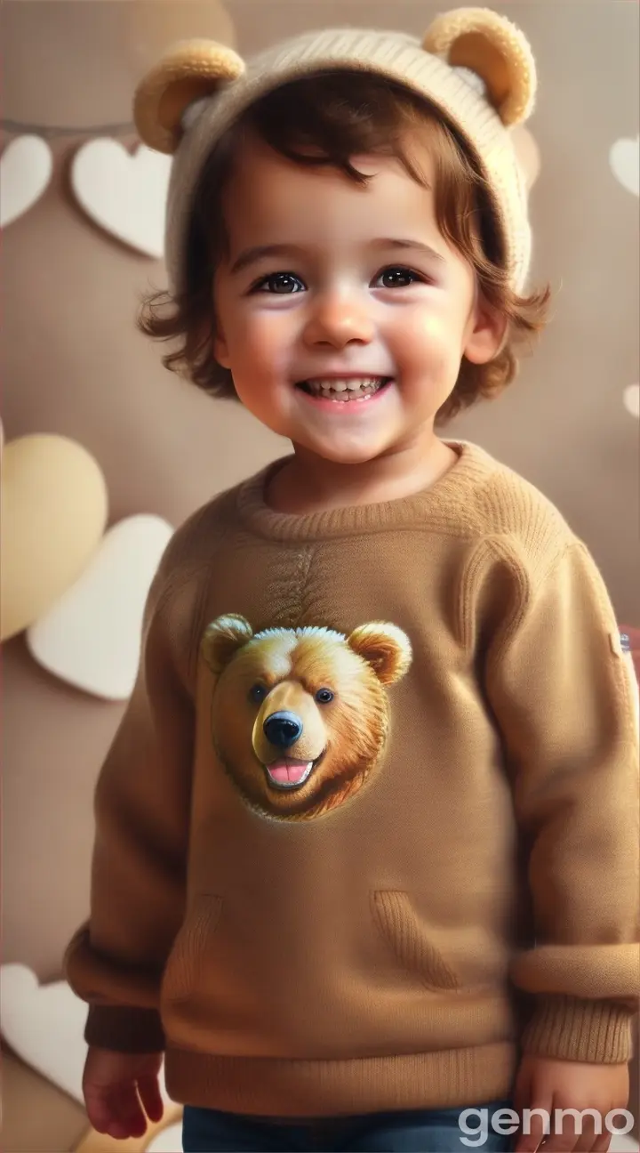 "Warm hugs and big smiles! Discover how our bear sweaters become a favorite for kids under 5." 🧸😊


 // realistic 9:16