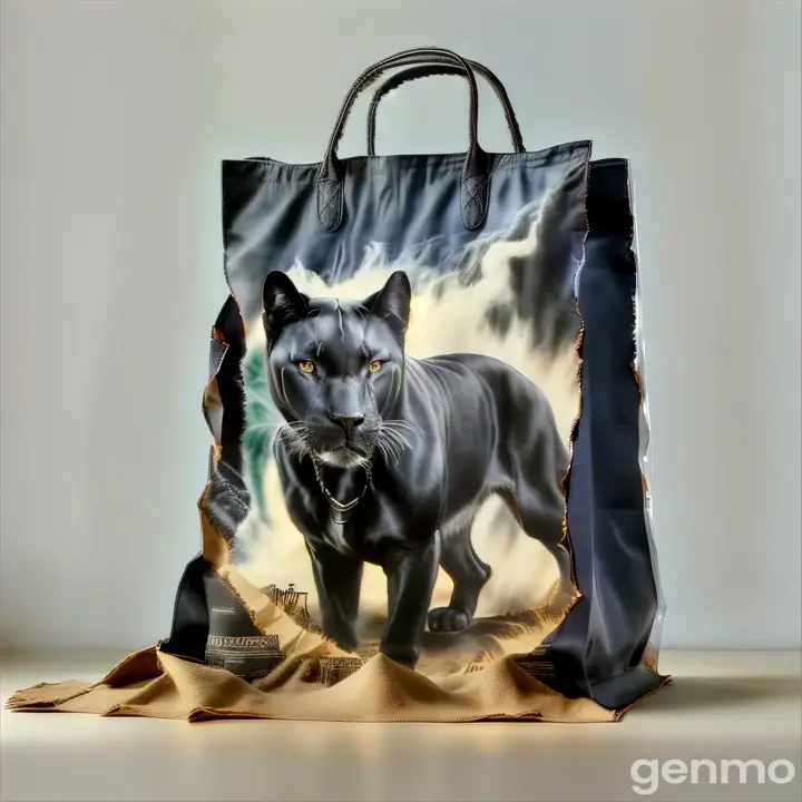 a bag with a picture of a black panther on it